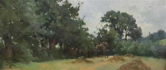 Eugène-Léon Labitte (1858-1937) La Moisson 6.25 x 13.5in.